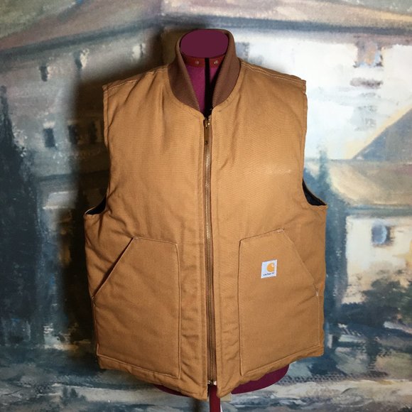 Carhartt Other - Carhartt Men's Rib Collar Brown Insulated Vest - Relaxed Fit Size Large